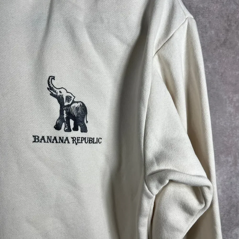 Banana Republic Hoodie‎ Sweatshirt Mens Medium Cream Pullover Long Sleeves